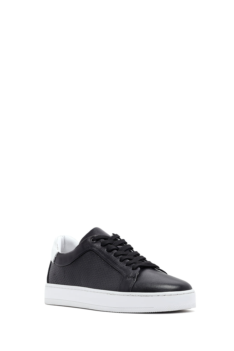 Men's Black Lace-up Leather Sneaker