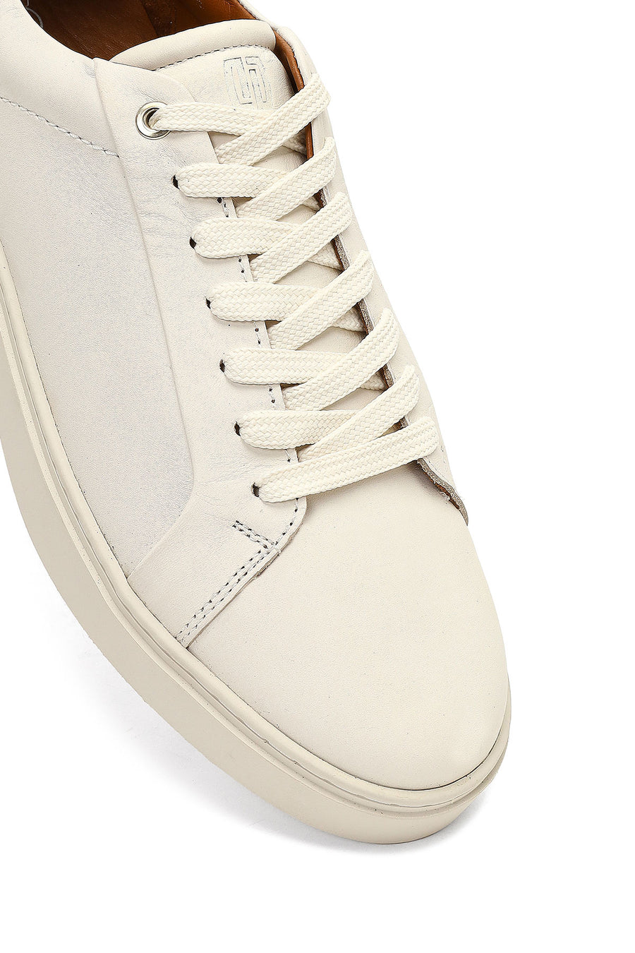 Men's White Lace-Up Leather Sneaker
