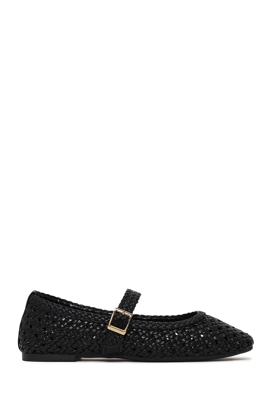 Woman Black Buckled Braided Ballerine flats 26PFE450729 | Derimod