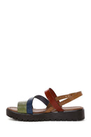 Women's Multicolored Thick-Soled Leather Bodrum Sandals | Derimod