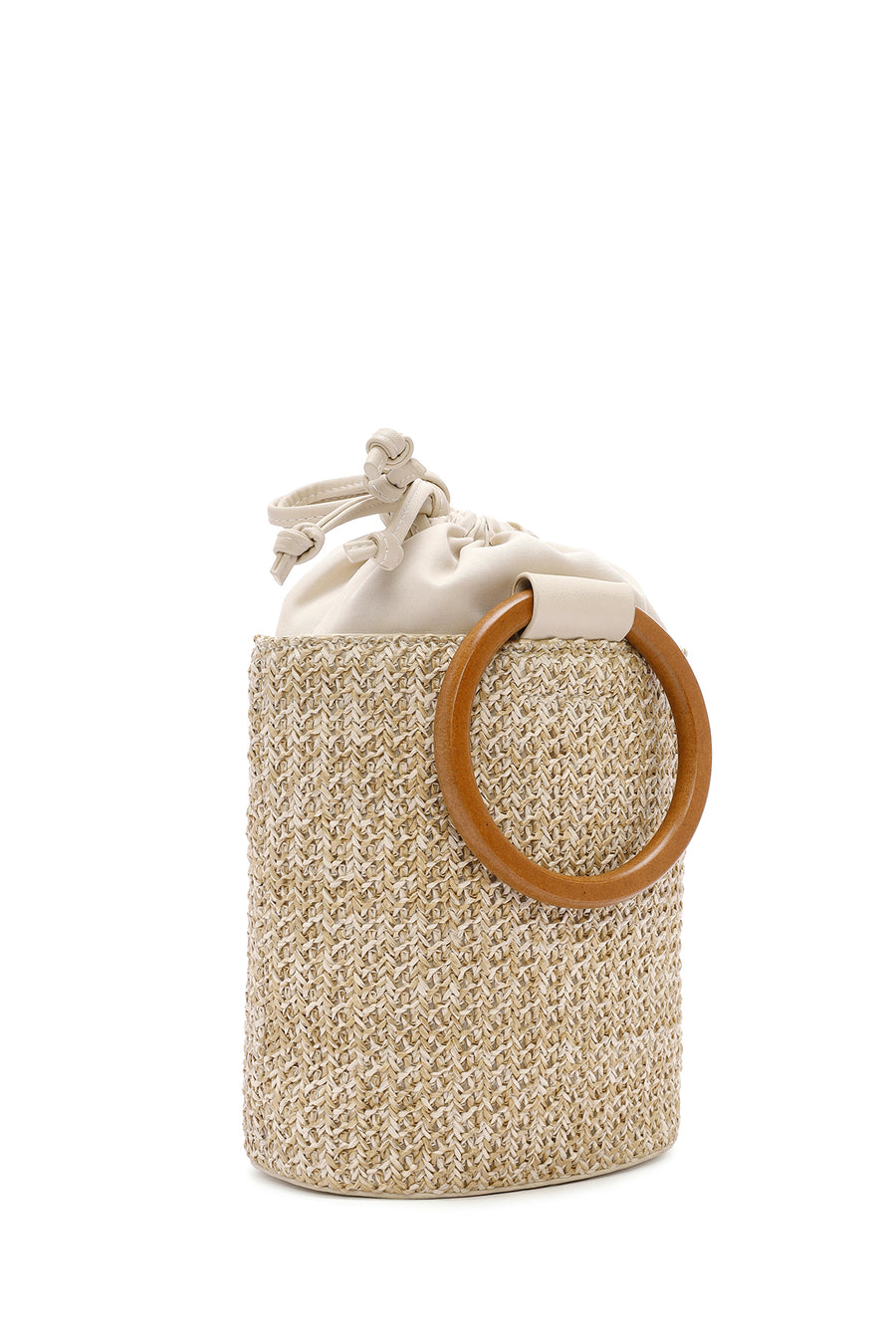 Women's Cream Straw Handbag