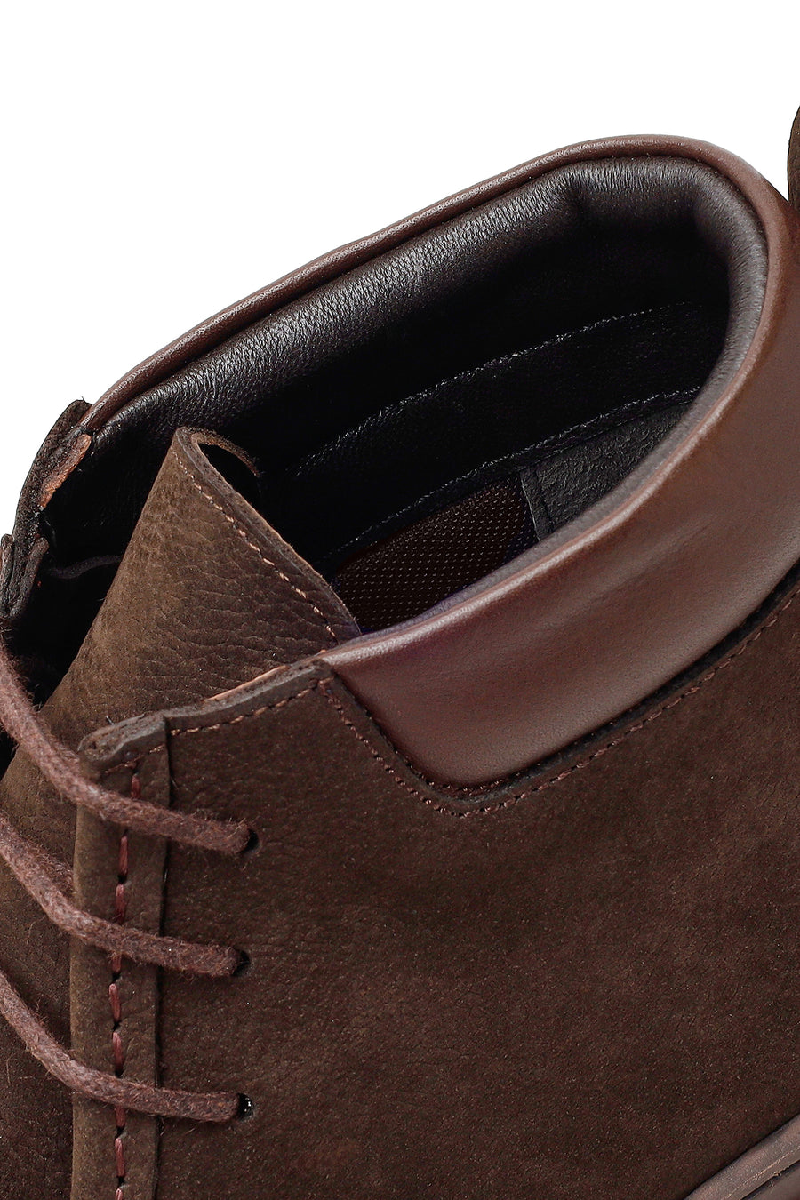 Male Brown Lace-Up Thick-Soled Nubuck Leather Boots