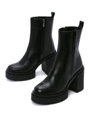 Women's Black Zippered Thick Heeled Leather Boots | Derimod