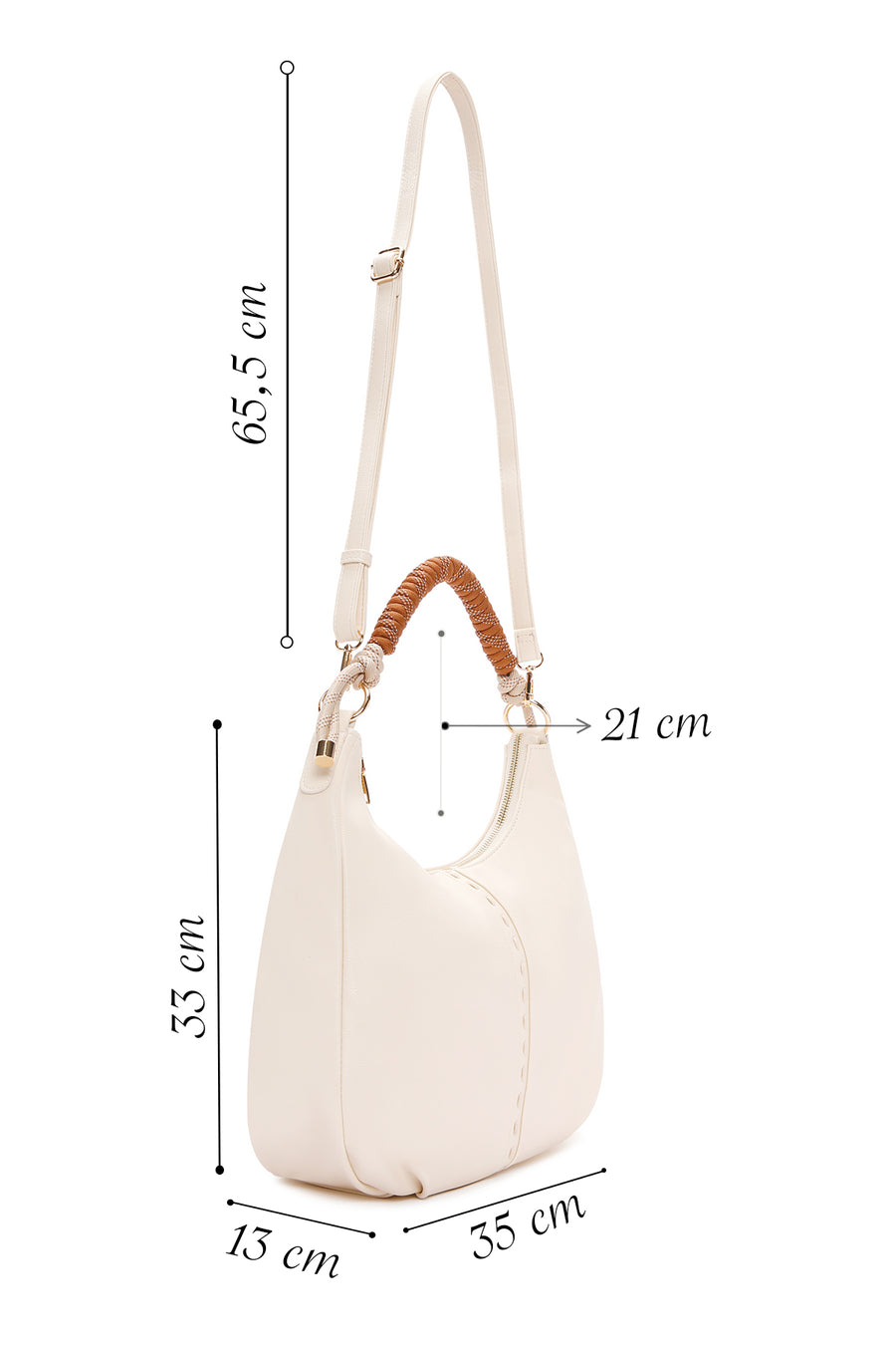 Women's Cream Long Strap Shoulder Bag