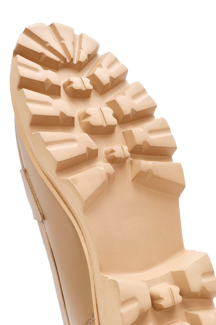 Women's Beige Thick Soled Leather Masculine Loafer