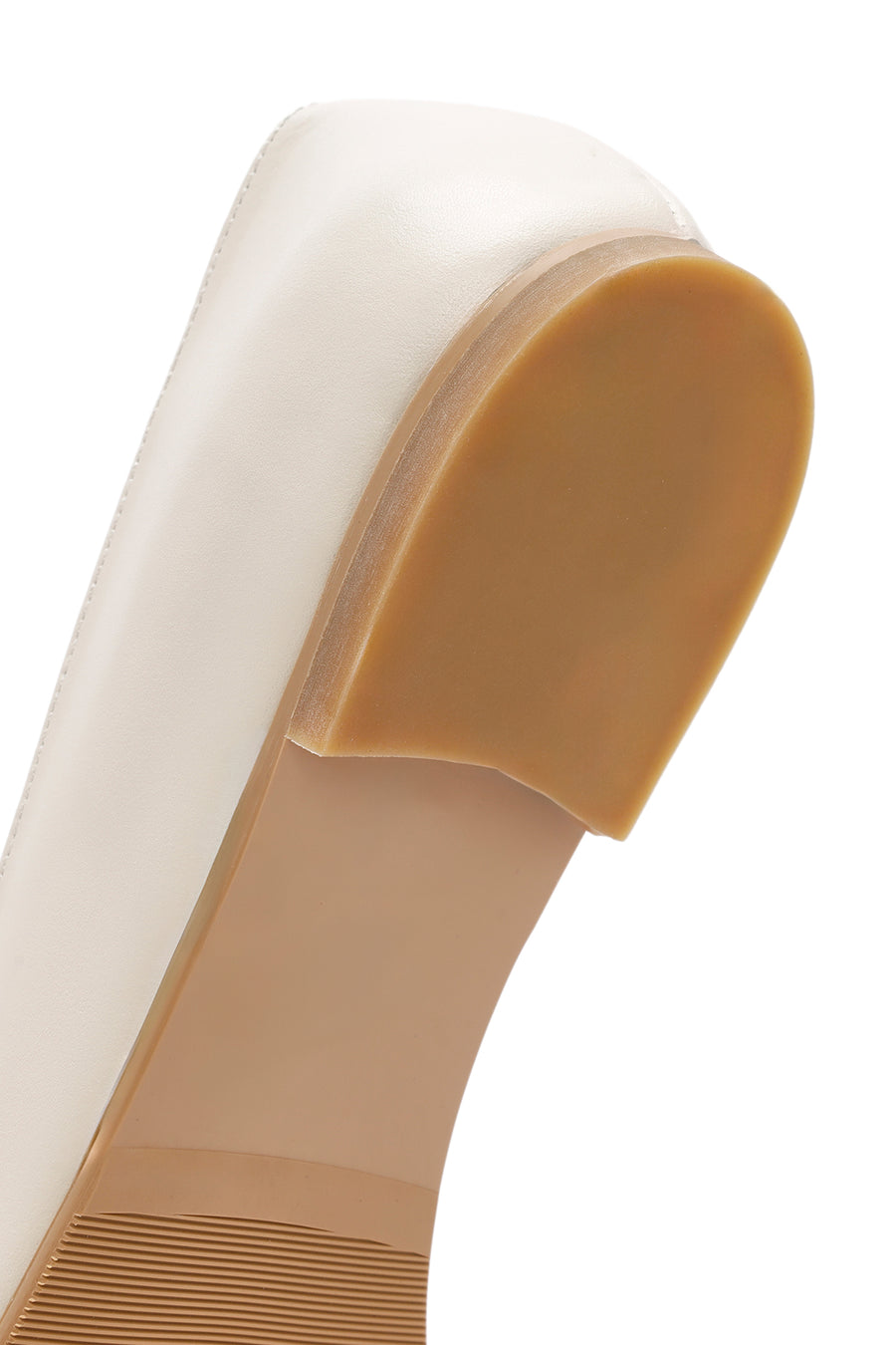 Women's Cream Stoned Leather Ballerina