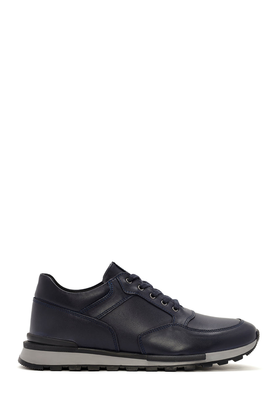 Men's Navy Blue Lace-up Leather Casual Sneaker 24WFD674218 | Derimod