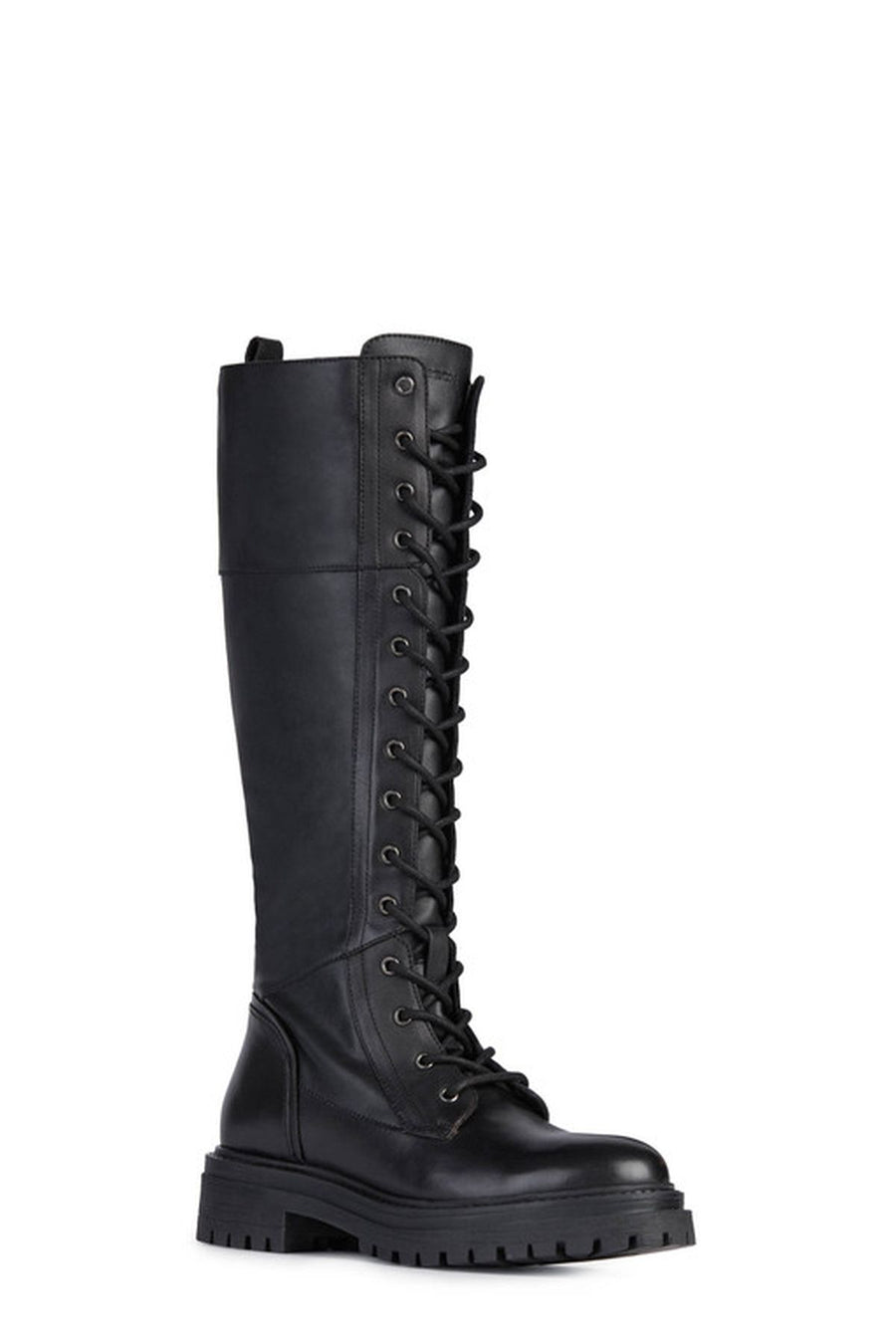 Geox Women's Black Iridea Zippered Leather Boots