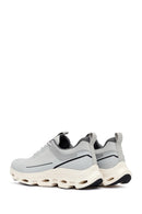 Men's Grey Lace-Up Thick-Sole Fabric Sneakers | Derimod