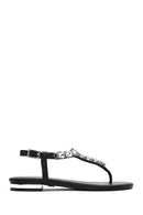 Women's Black Stone Toe-Post Sandals | Derimod