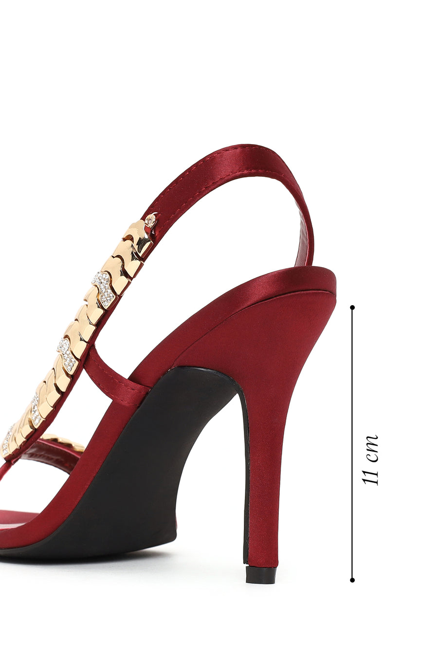 Woman Burgundy Embellished High Stiletto-Heel Sandal