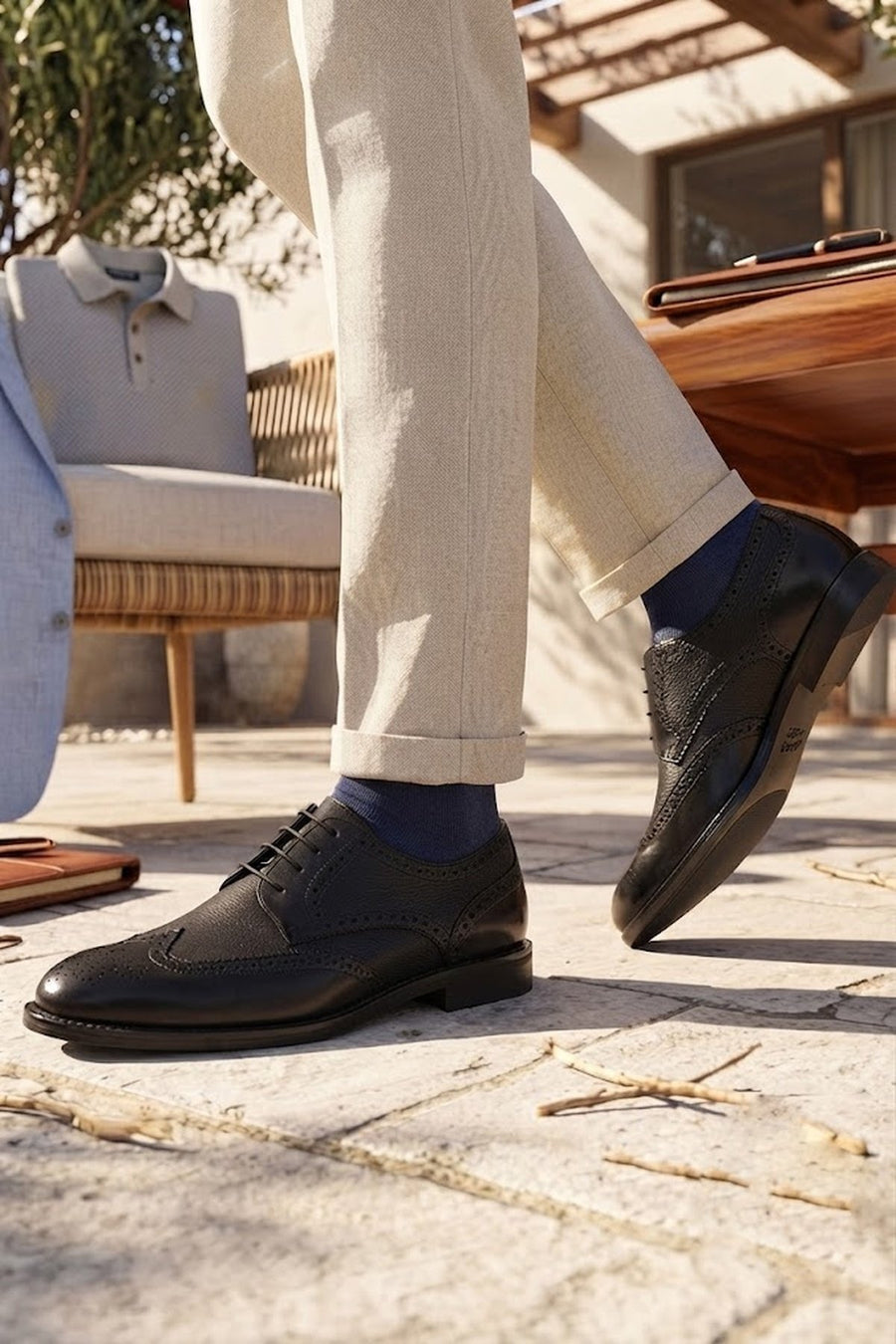 Male Black Lace-up Leather Casual Shoes