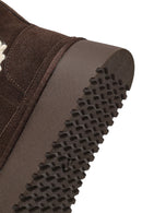 Woman Brown Thick-Soled Patterned Suede Teddy Boots | Derimod