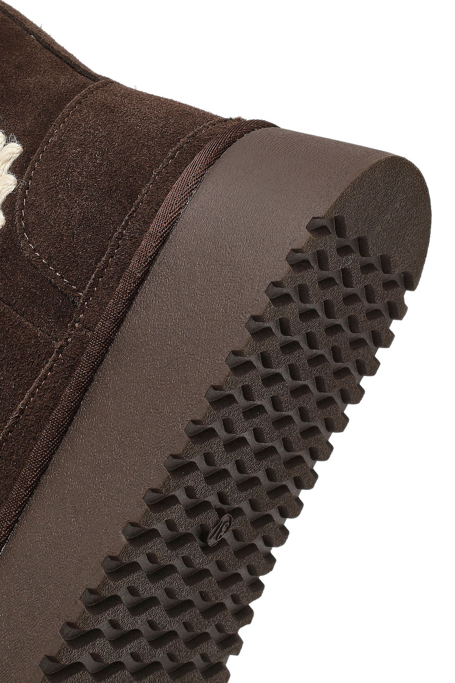 Woman Brown Thick-Soled Patterned Suede Teddy Boots