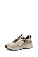 Geox Women Beige D Zarvıa A - Mesh+Pearl.Gbk Lace-Up Thick Sole Leather Sneaker | Derimod