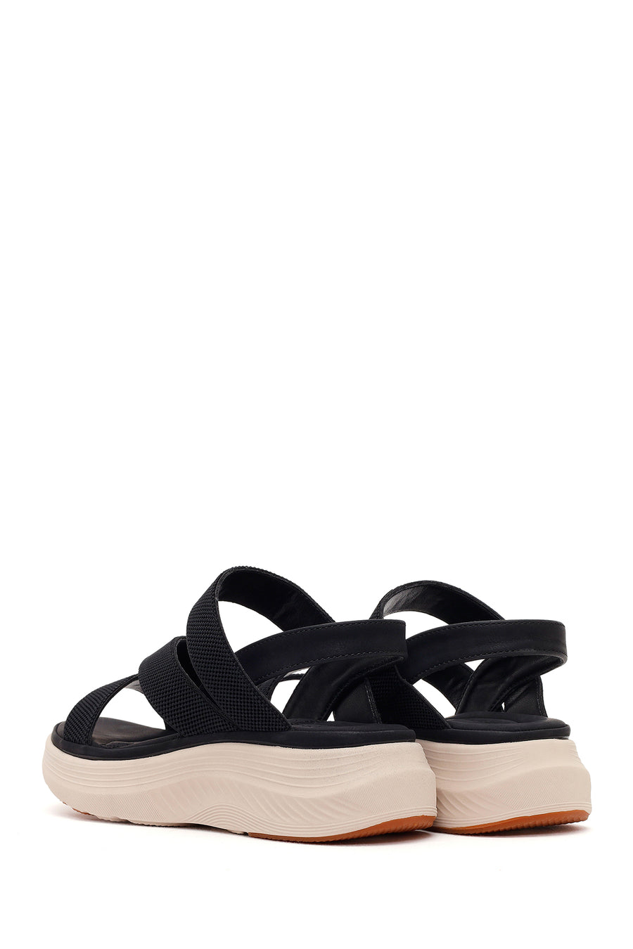 Women's Black Thick-Soled Fabric Comfort Sandals