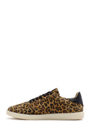 Women's Brown Lace-Up Patterned Suede Leather Sneakers | Derimod