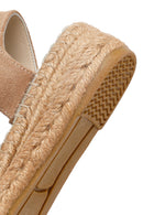 Women's Beige Suede Leather Espadrille | Derimod
