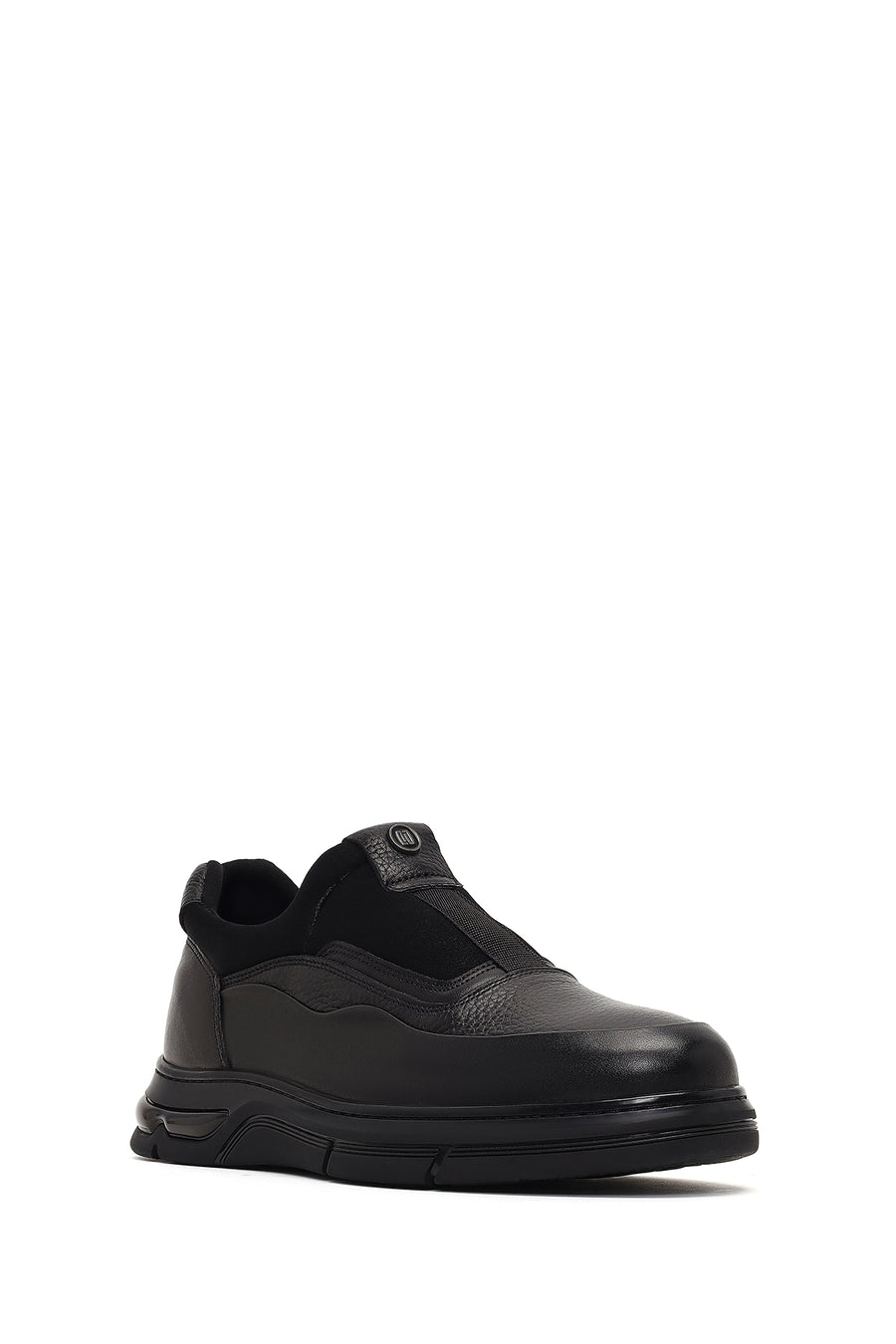 Male Black Leather Casual Comfort Sneaker