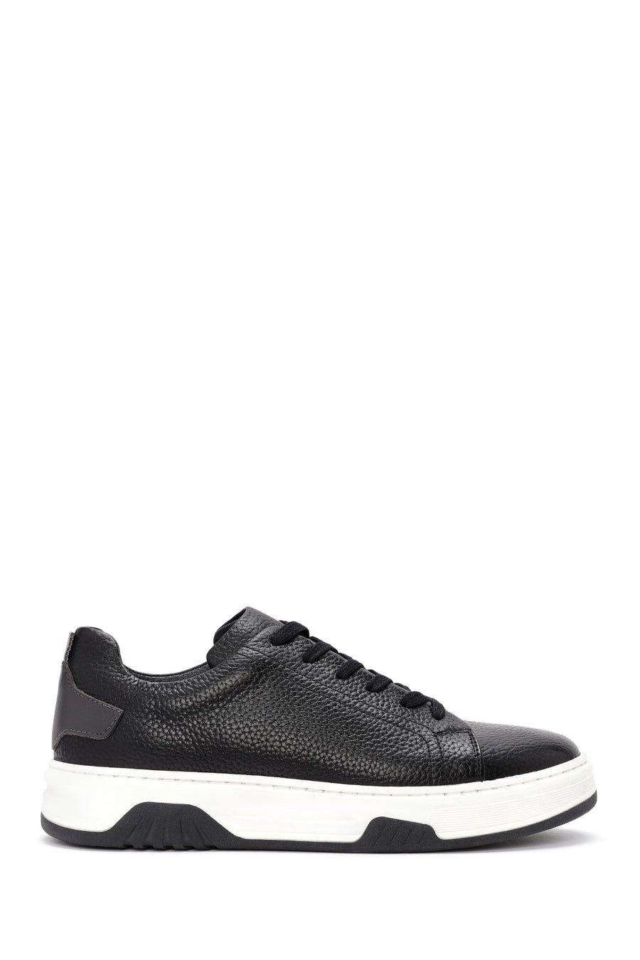 Men's Black Lace-up Thick-Sole Leather Sneaker 24WFD688518 | Derimod
