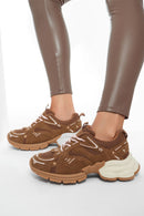 Woman Camel Lace-Up Chunky Sneaker | Derimod