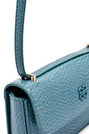 Women's Blue Printed Long Strap Crossbody Bag | Derimod
