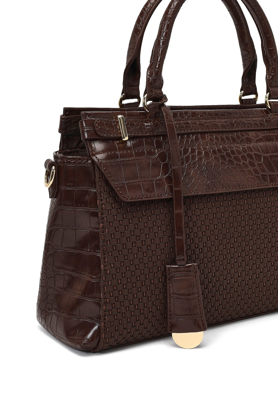 Women's Brown Long Strap Patterned Shoulder Bag