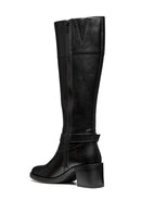 Geox Women Black D Serılda 60 B - Smo.Lea Zippered Heel Leather Boot | Derimod