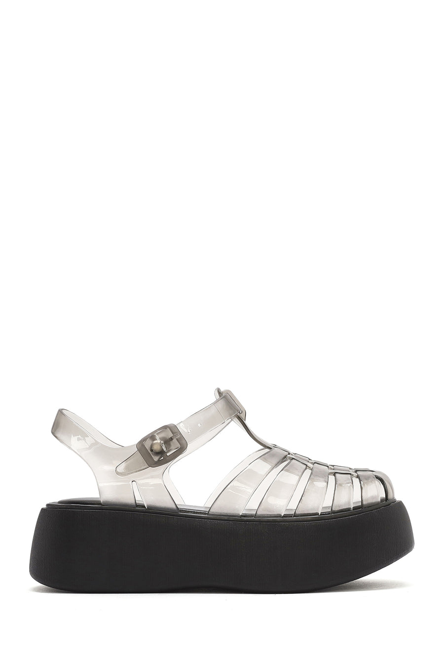 Women's Black Ankle Buckle Thick Soled Jelly Sandals 25SFE4929PV | Derimod
