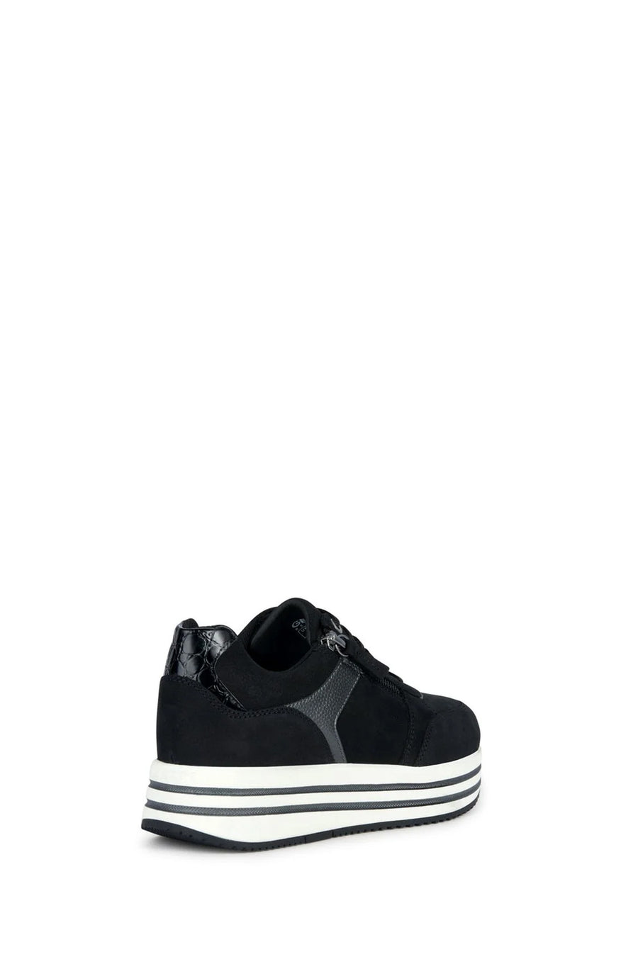 Geox Women's Black Kency Thick Sole Lace-Up Leather Sneaker