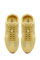 Women's Yellow Lace-up Suede Leather Sneaker | Derimod