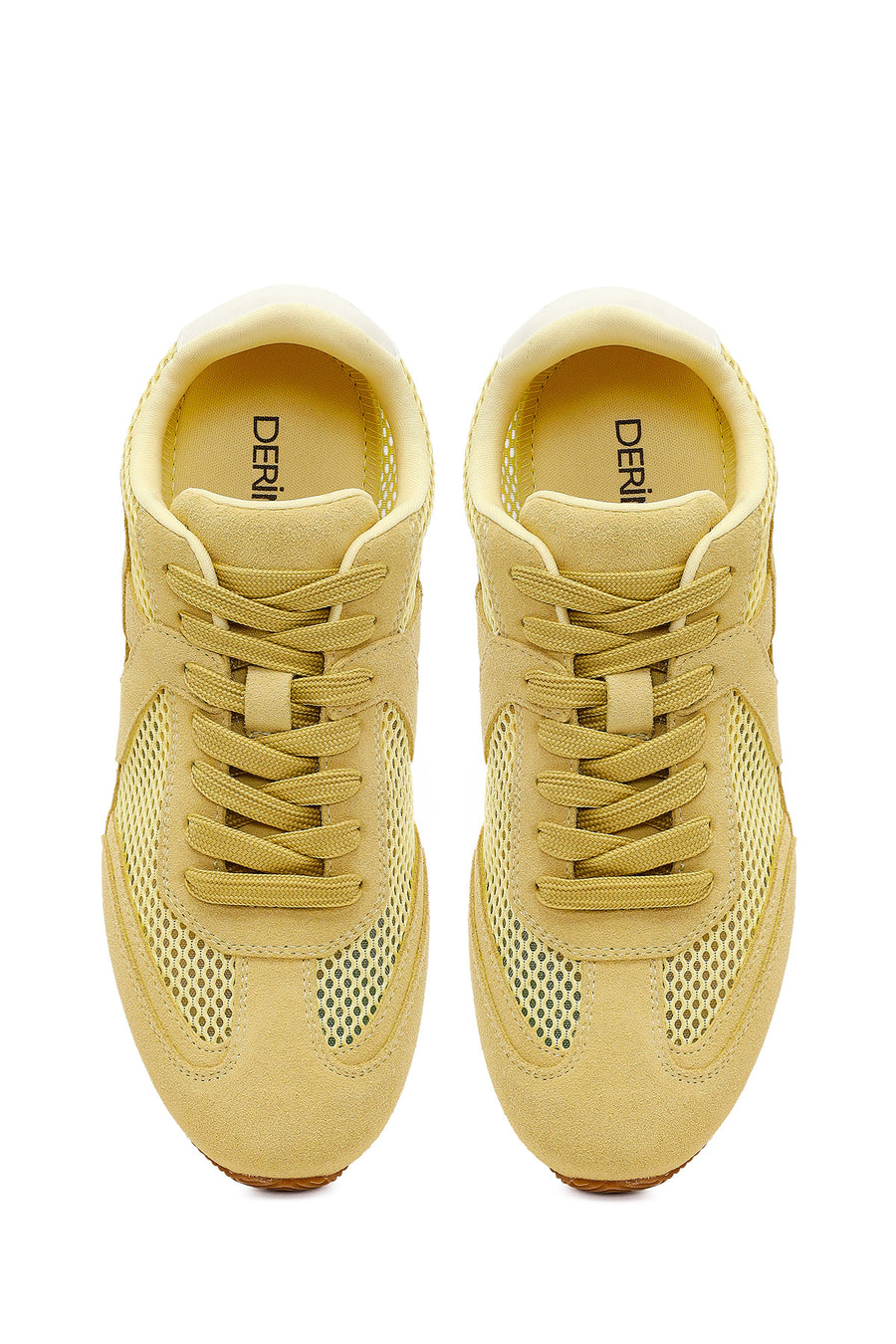 Women's Yellow Lace-up Suede Leather Sneaker