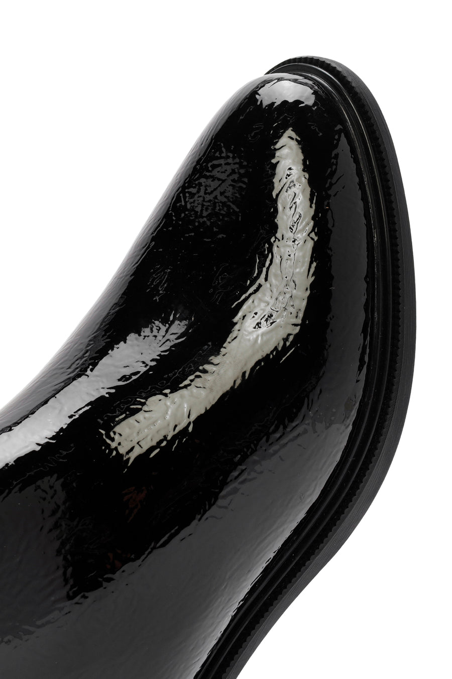 Woman Black Zippered Patent Leather Boots