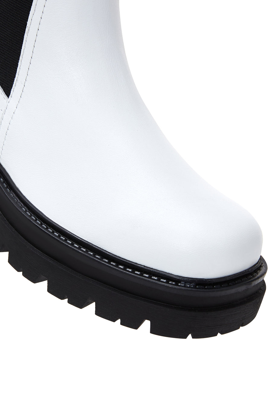 Women's White Leather Chelsea Boots