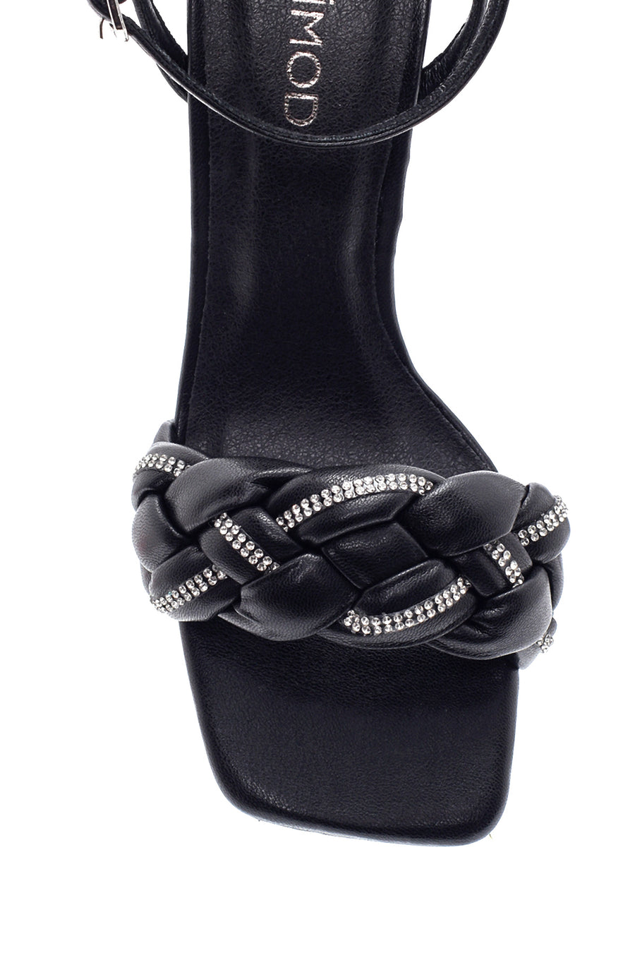 Women's Black Braided Heeled Sandals