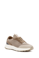Derimod Zero Men's Beige Lace-Up Thick Soled Fabric Sneaker | Derimod