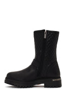 Harley Davidson Woman Black Joel Zip Closure Leather Boot | Derimod
