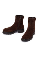 Woman Brown Thick-Soled Zip Closure Suede Casual Boots | Derimod