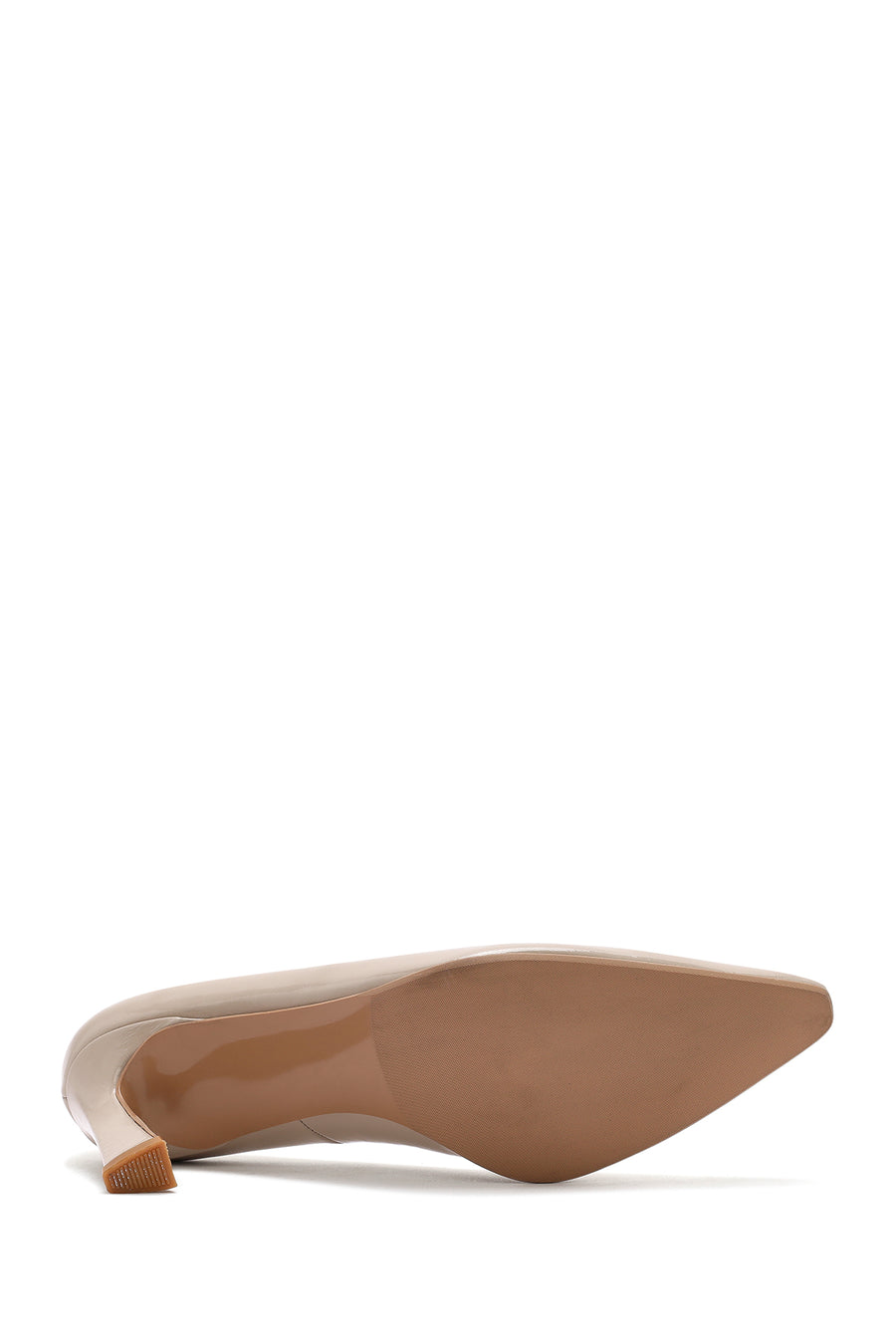 Women's Beige Heeled Patent Leather Stiletto