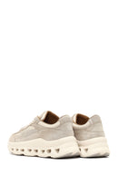 Women's Beige Lace-Up Thick-Soled Leather Sneaker | Derimod