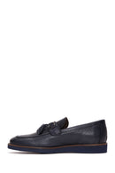 Erkek Lacivert Deri Baskılı Casual Loafer | Derimod