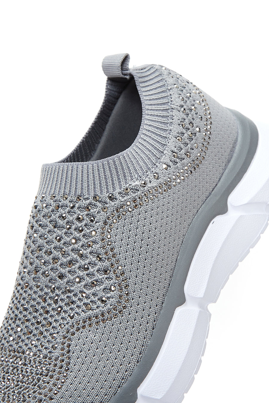 Kadın Gri Taşlı Kumaş Sneaker