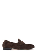Women's Brown Suede Leather Masculine Loafer | Derimod