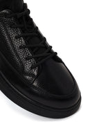 Erkek Siyah Bağcıklı Kalın Tabanlı Deri Sneaker | Derimod