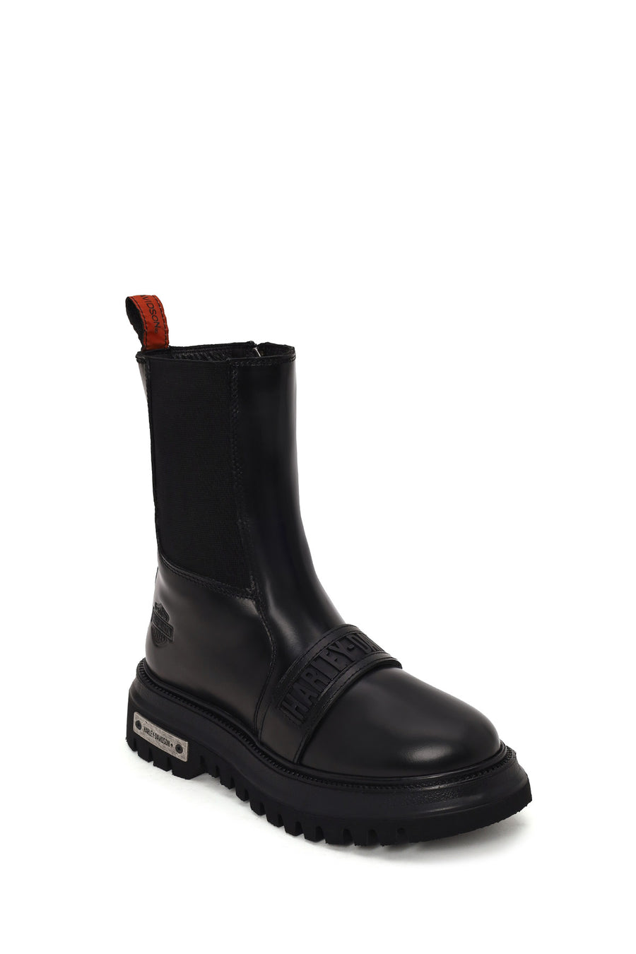 Harley Davidson Woman Black Glenn Zip Closure Thick-Soled Leather Boots