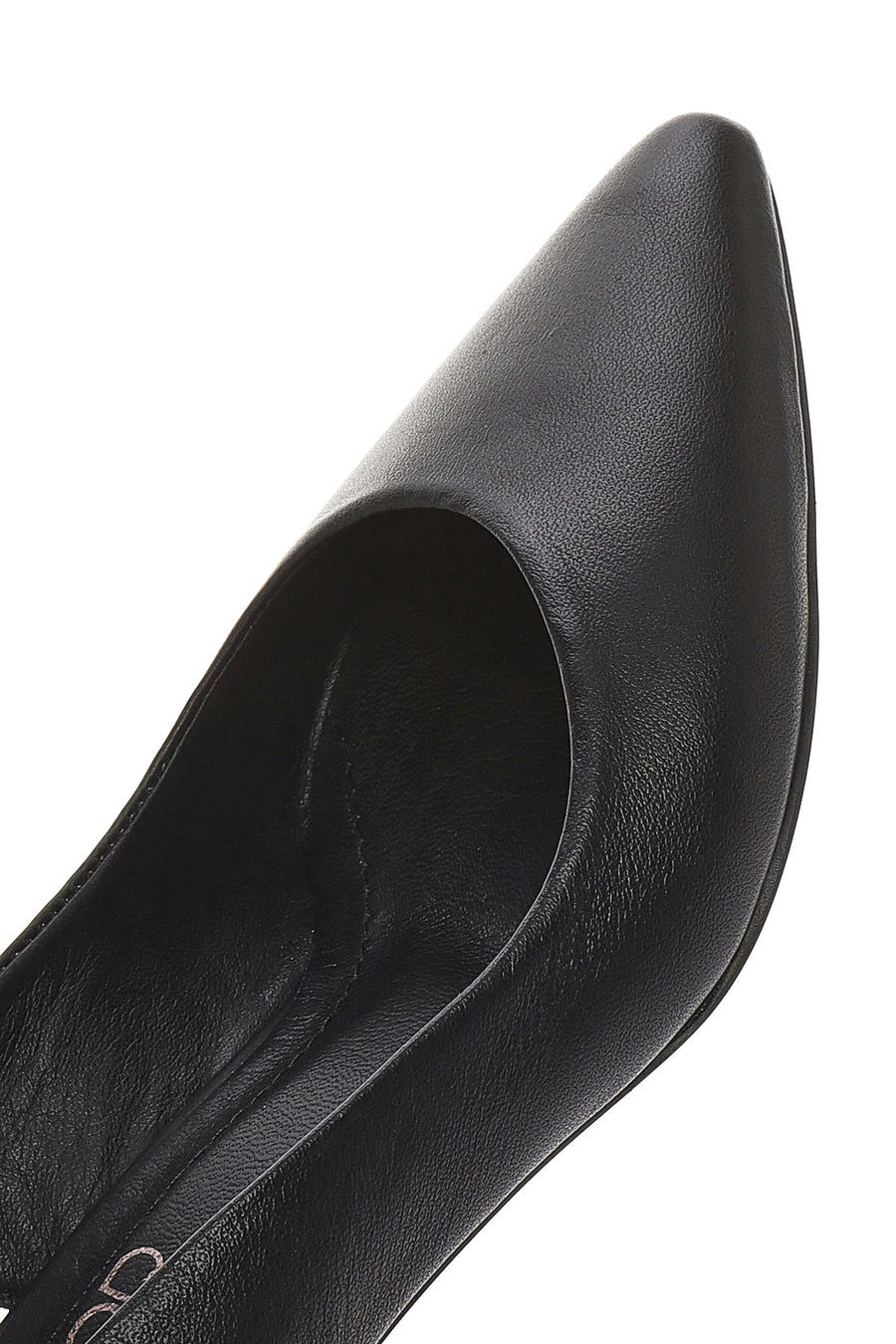 Women's Black Slingback Thick Low Heel Leather Shoes