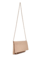 Women's Beige Long Chain Strap Braided Clutch Bag | Derimod