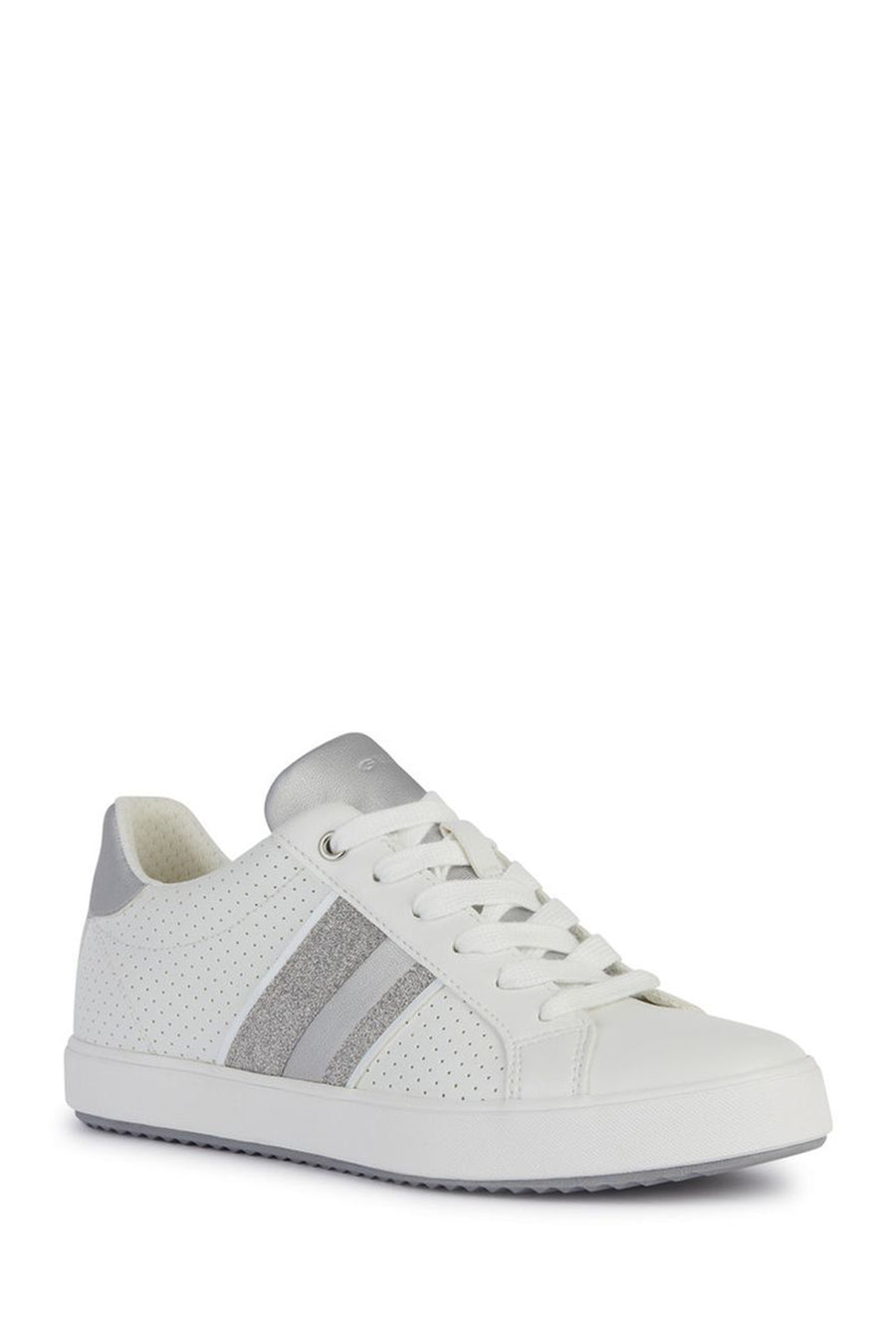 Geox Women's White Blomiee Lace-up Leather Sneaker