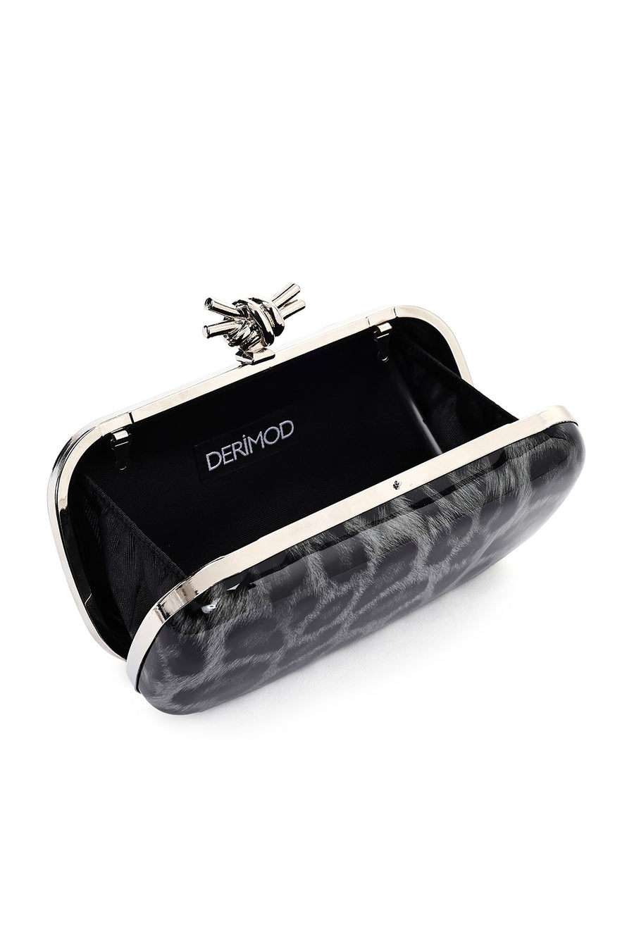 Women's Black Leopard Patterned Long Chain Strap Mini Box Evening Bag