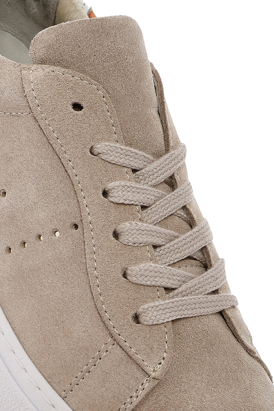 Women's Beige Lace-Up Chunky Sole Suede Leather Sneakers